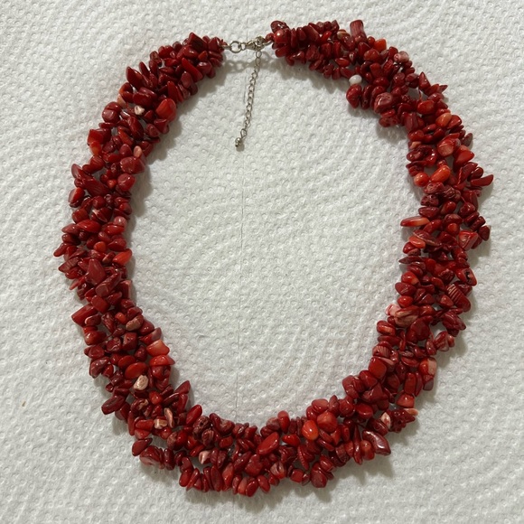 Vintage Stirling silver 925 stamped with natural coral beaded necklace - Picture 1 of 8